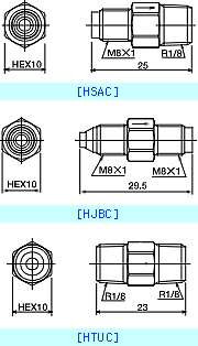 ラインチェック・バルブ 外形寸法図