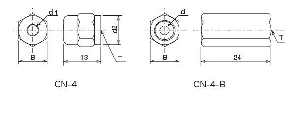 CN · CB · CS · TI 型（コンプレッション・パーツ）
 外形寸法図