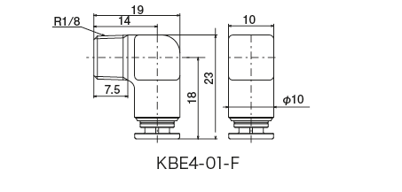 KBC · KBL · OTS · OTE 型（ワンタッチ継手）
 外形寸法図