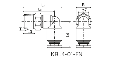 KBC · KBL · OTS · OTE 型（ワンタッチ継手）
 外形寸法図