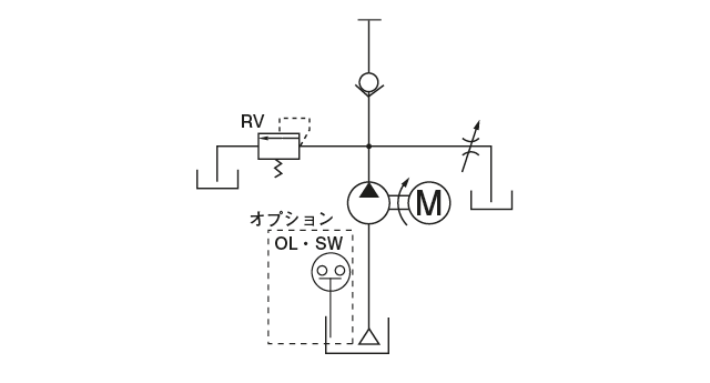 ACM-II · AMI-300 · AMI-1000 型（電動駆動連続型ギアーポンプ）
ポンプ回路図